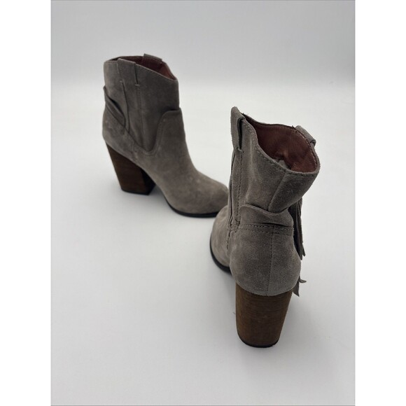 Jeffrey Campbell Havana Last Suede Leather Fringe Ankle Boots Western Taupe Sz 6 - Picture 2 of 5